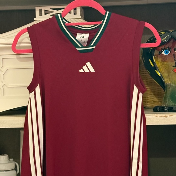 adidas tiro cut 3 stripes soft mesh long dress collegiate burgundy XS - Picture 6 of 8